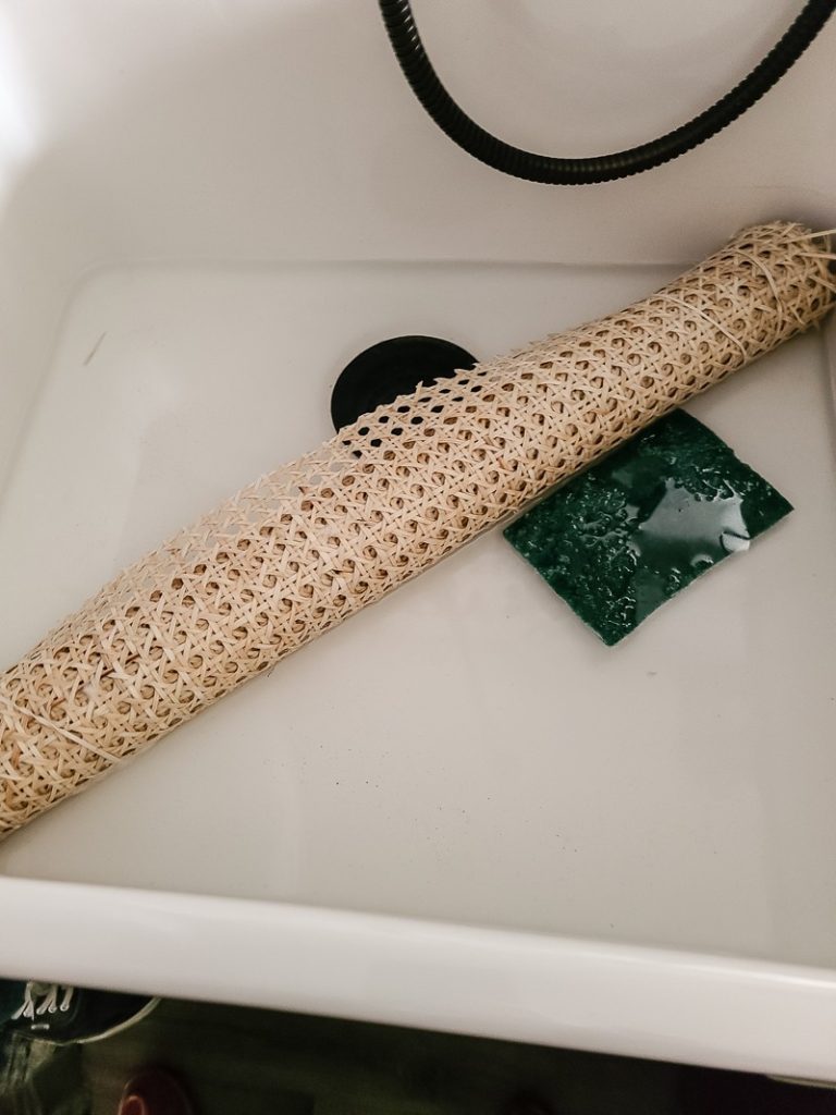 Soak the cane webbing in water before attaching it to the bedside table.