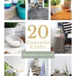 Collage of different concrete crafts with text overlay that says concrete crafts