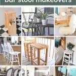 Collage of different bar stools with text overlay that says 9 quick and easy bar stool makeovers
