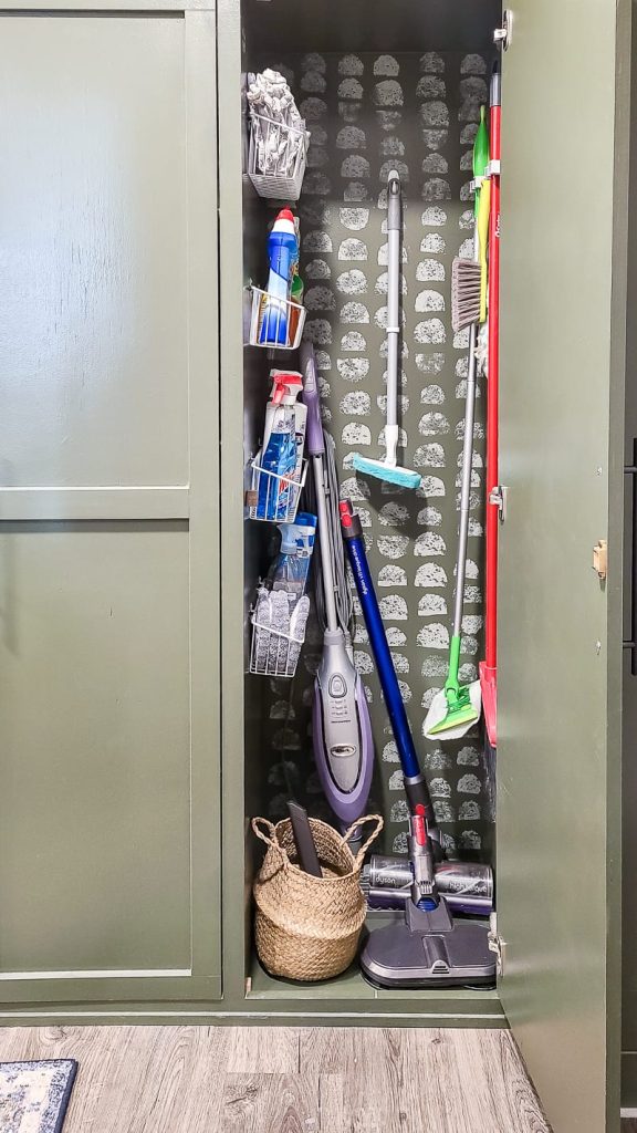 How To Organize Cleaning Supplies On A Stairway Wall - Organized-ish