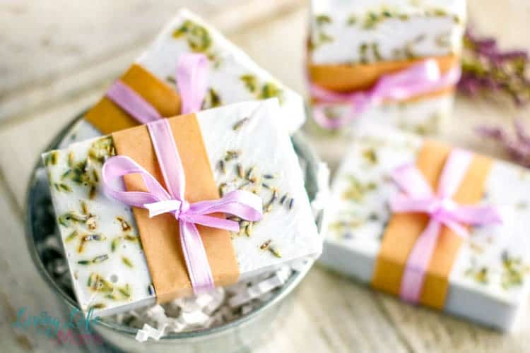bars of soap wrapped with ribbon