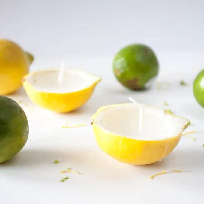 Candles in a lemon