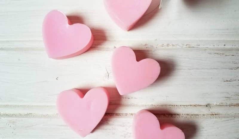 Pink heart shaped soap
