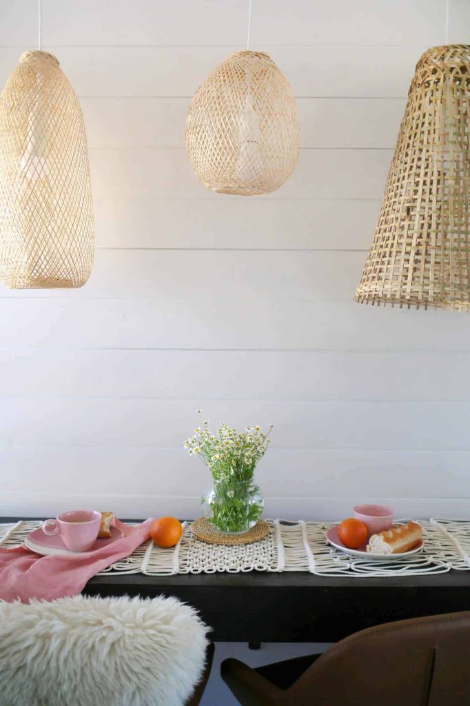 macrame table runner on table