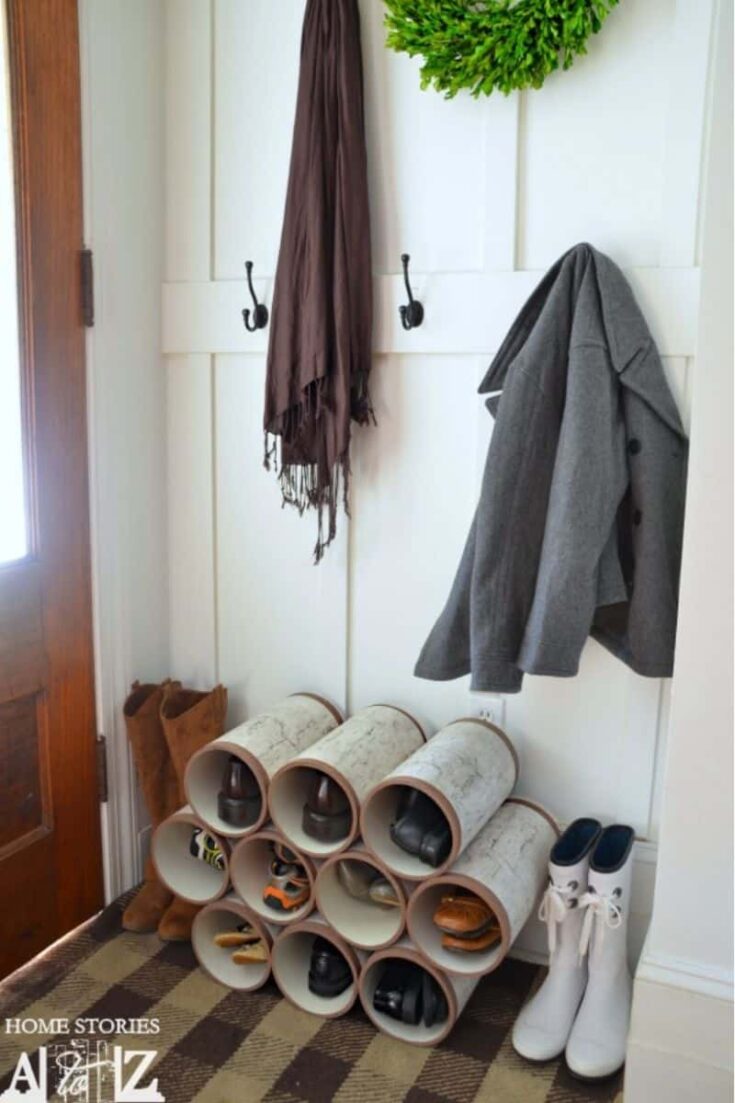 Shoe rack in entry nook : r/woodworking