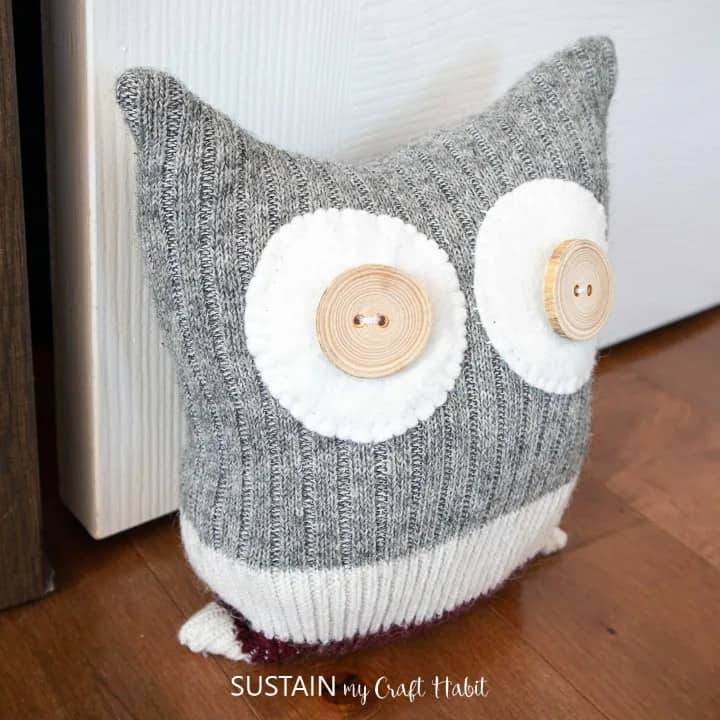 owl doorstop made from socks