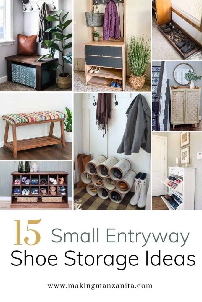 There are many homes with a small entryway with absolutely no storage options for shoes! For those small entry spaces, you have to get creative. 