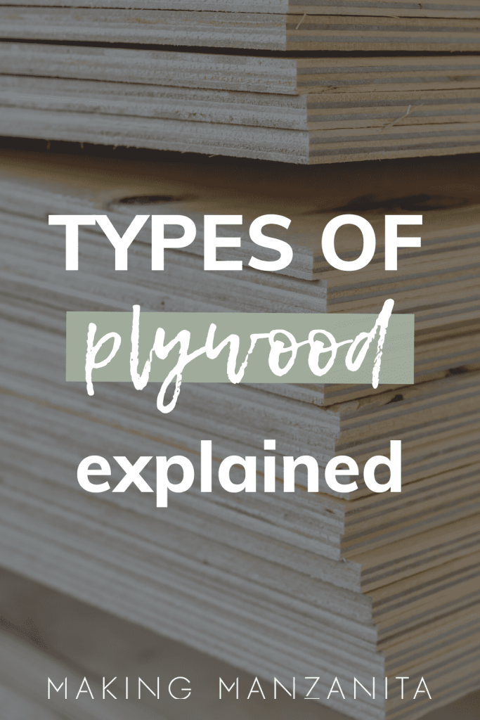 A grayed out background image of a stack of plywood. Text over the image reads "types of plywood explained".