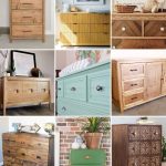 Collage image showing various DIY dresser builds and painted dresser makeover including several Ikea hacks