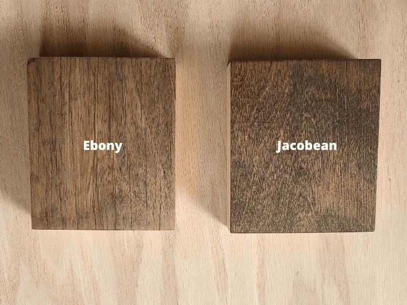 showing ebony vs. jacobean stain color