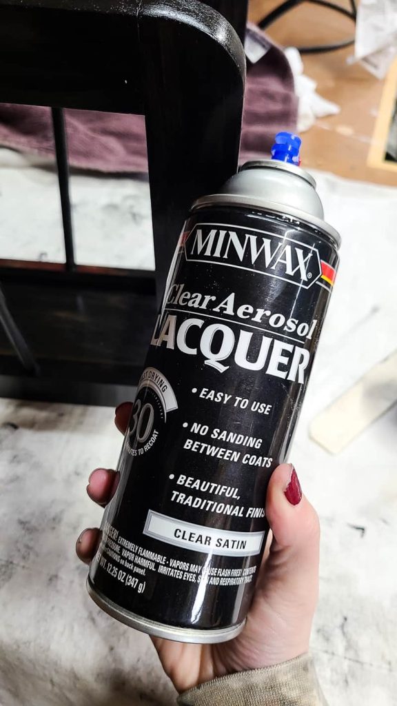 bottle of minwax clear aerosol lacquer.