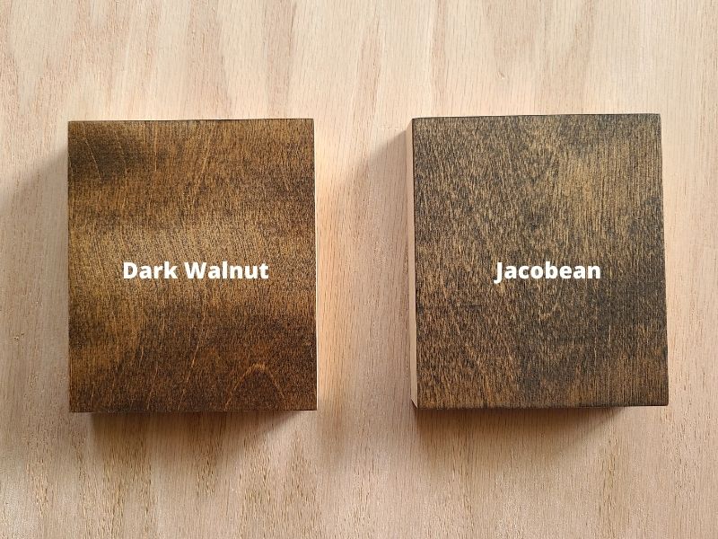 Dark Walnut vs jacobean stain colors on wood pieces