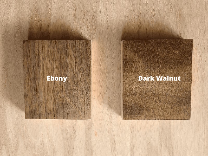 showing ebony vs. dark walnut stain color