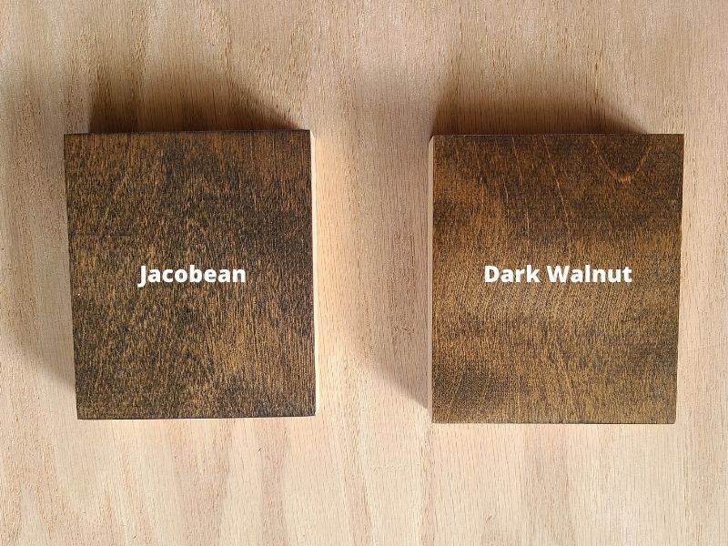 showing jacobean vs. dark walnut stain color