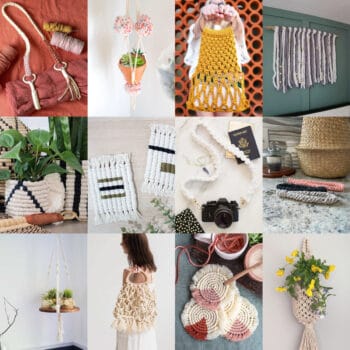 image collage of twelve macrame craft ideas