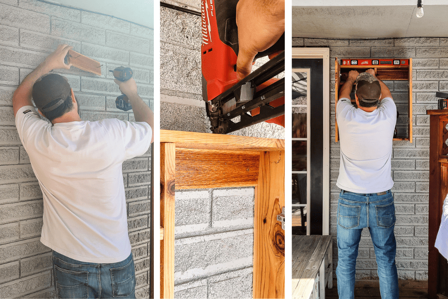 Hanging the grill utensil holder on house exterior