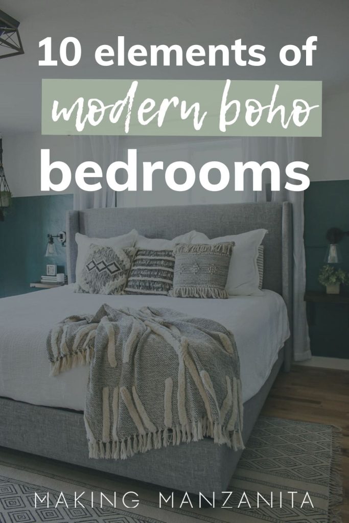 When it comes to bedrooms, there's no better room to incorporate this style into. The boho look is carefree and natural, while the modern look brings in higher contrast and sleek lines. 