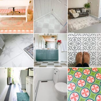 image collage of nine painted tile floor ideas