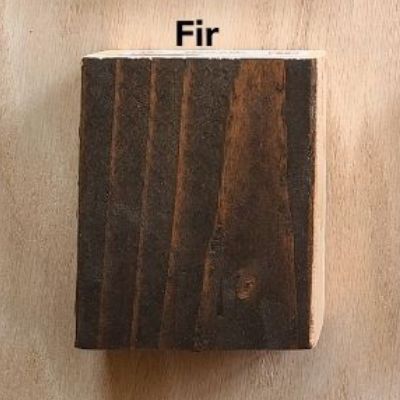 Piece of Fir 2x4 wood stained with Minwax Dark Walnut