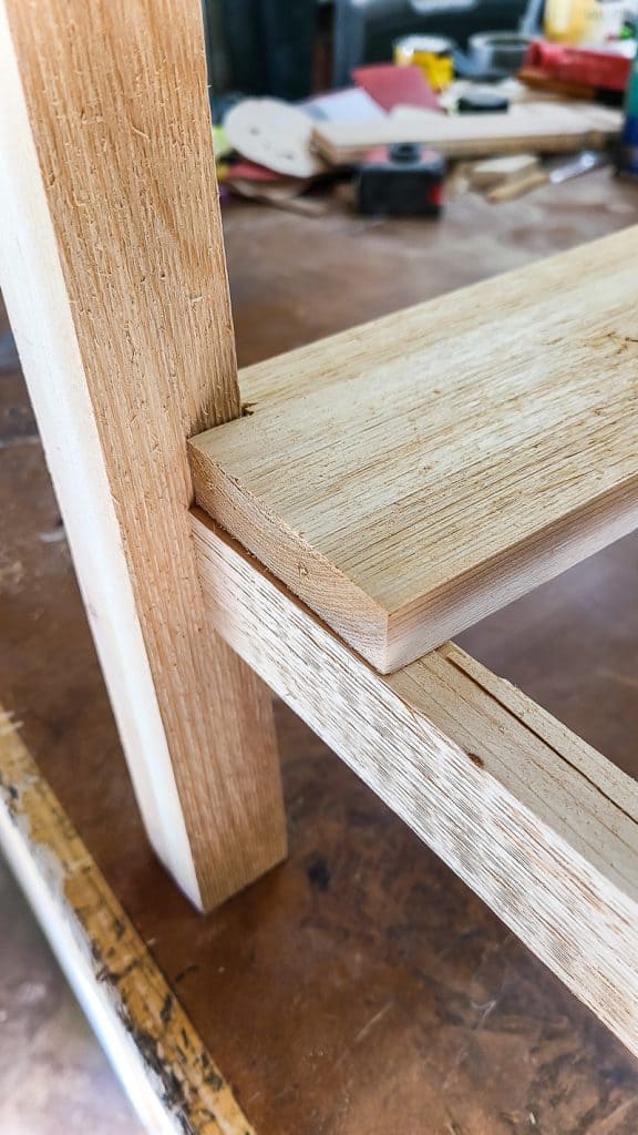 Here's a closer look at the assembled leg wood for the Outdoor Toy Deck Box.