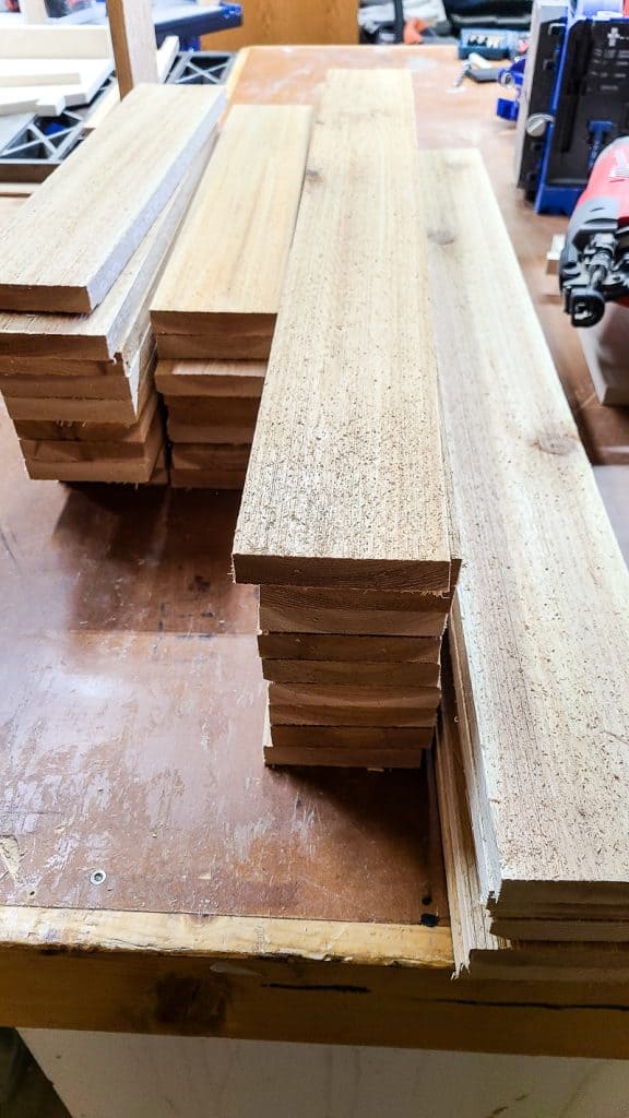 Here's a picture of the wood you'll need to build your Outdoor Toy Deck Box.