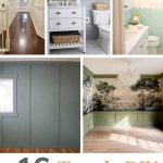 image collage of five DIY wainscoting ideas with text overlay " 16 Trendy DIY Wainscoting ideas"