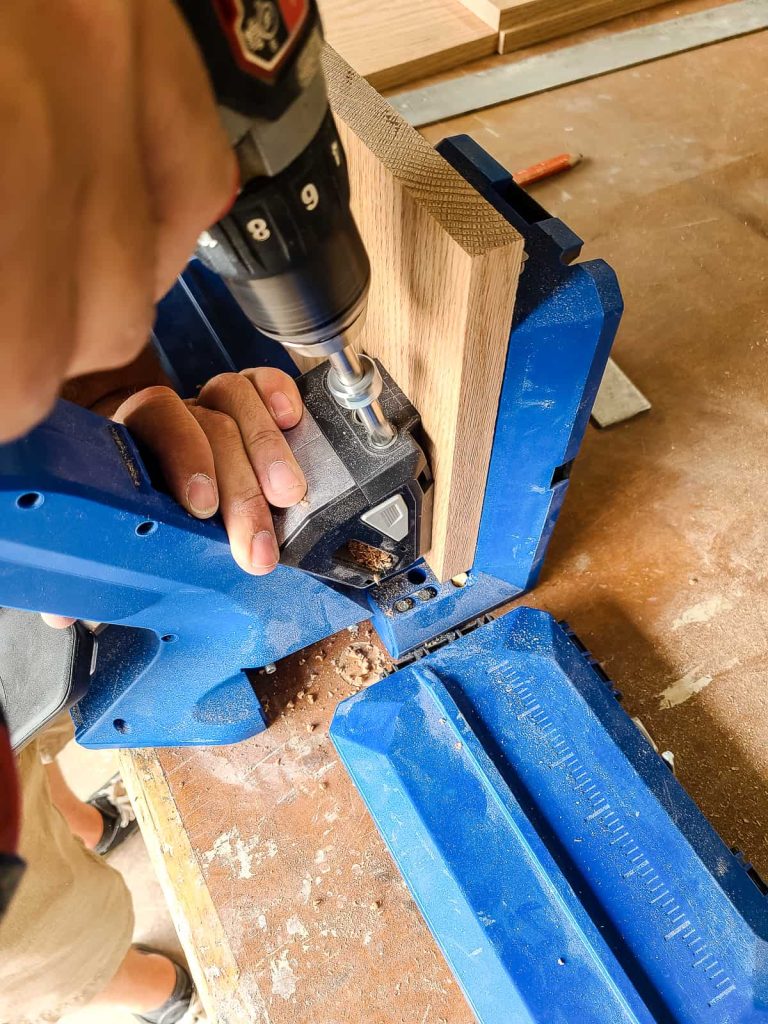 Pocket hole joinery is definitely one of the easiest ways to join wood in woodworking projects. It’s our favorite hidden weapon for beginning woodworkers! We love the Kreg 720 Pro pocket hole jig.