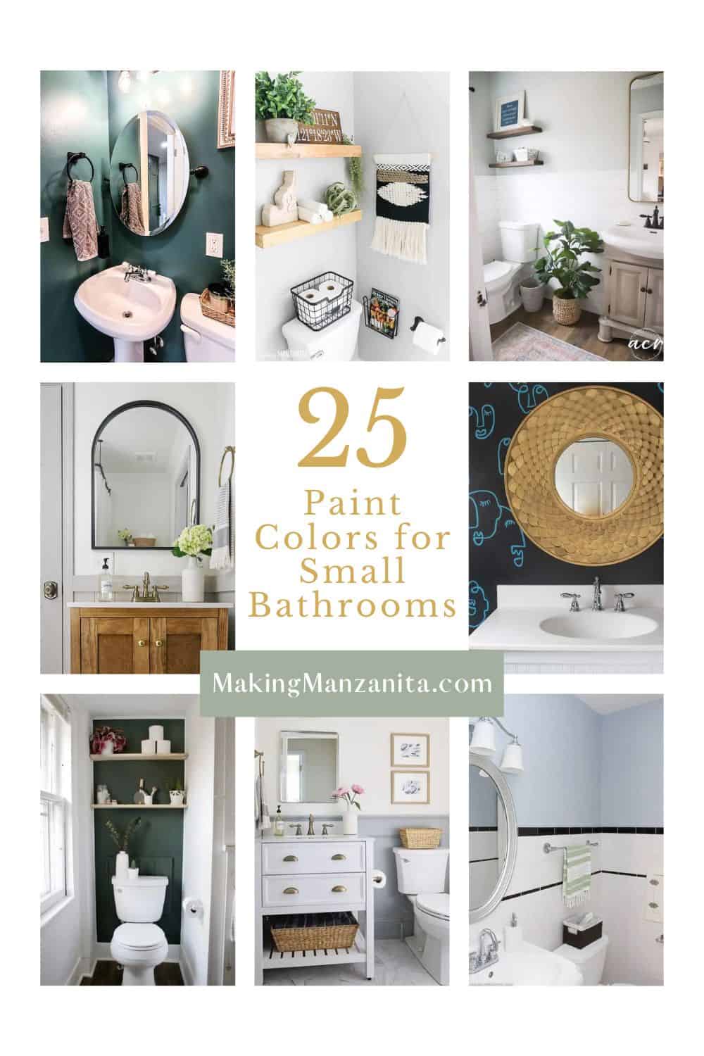 Let's take a look at these 25 best paint colors for small bathrooms! From white to gray and green to black with a few in between, you're sure to find a color you will love for your bathroom.