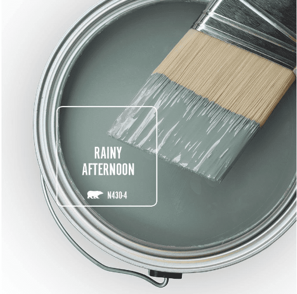 Rainy Afternoon by Behr Paint is a beautiful option if you're looking for a gray-green paint color with blue undertones. The mixture of blue, green, and gray together make this paint color interesting and complex. 