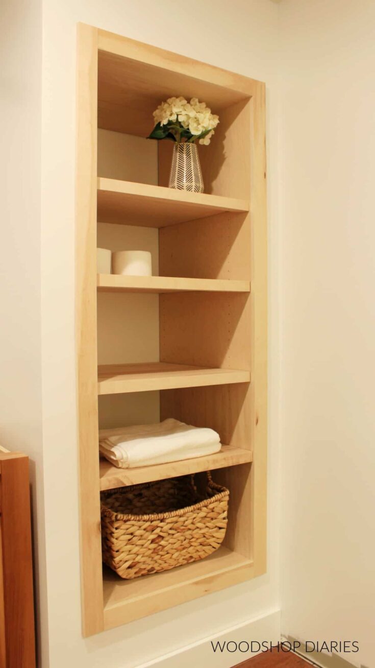 How to build unique reclaimed wood closet shelves in a bathroom