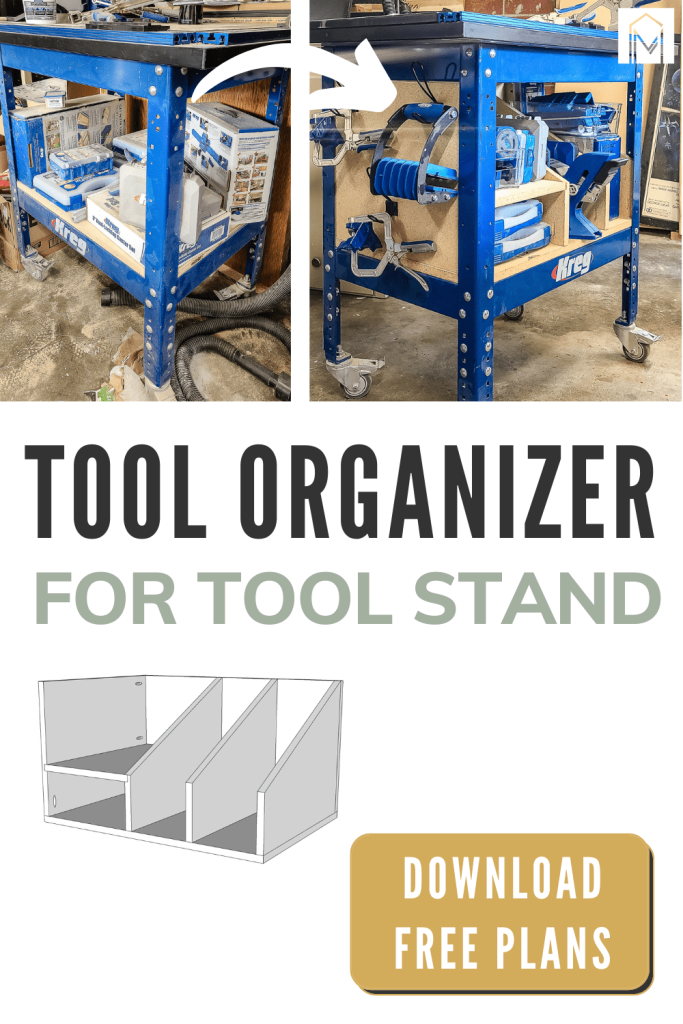 Follow along with these free woodworking plans for a tool organizer to go under Kreg router table
