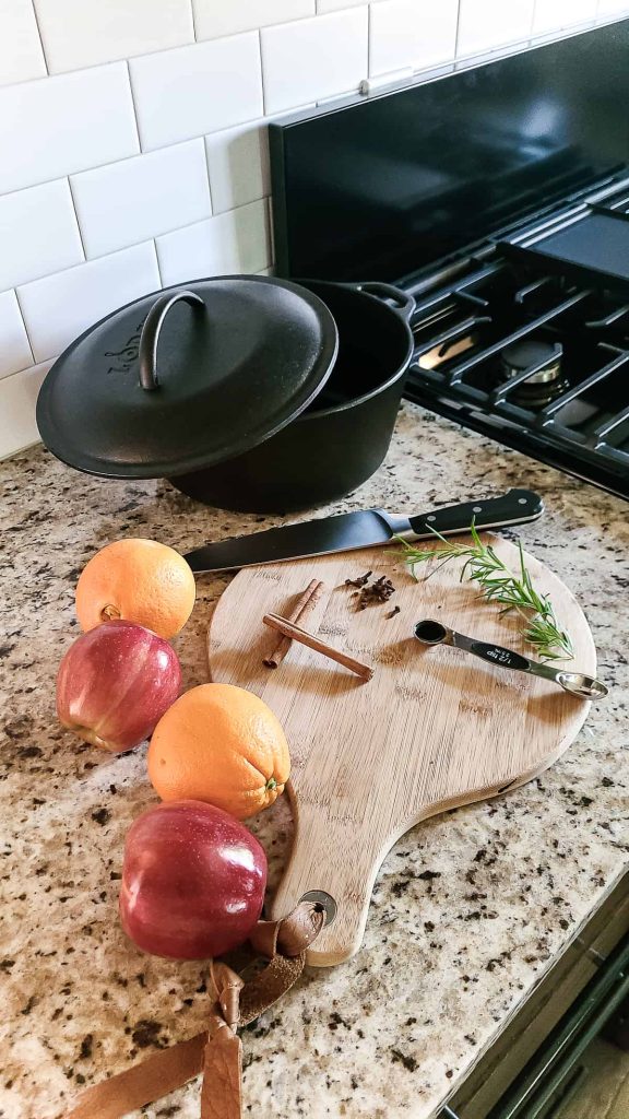 Any of the fall scents listed in this article would go well together, so feel free to get creative and mix and match! We put together oranges, apples, rosemary, cinnamon sticks and vanilla. 