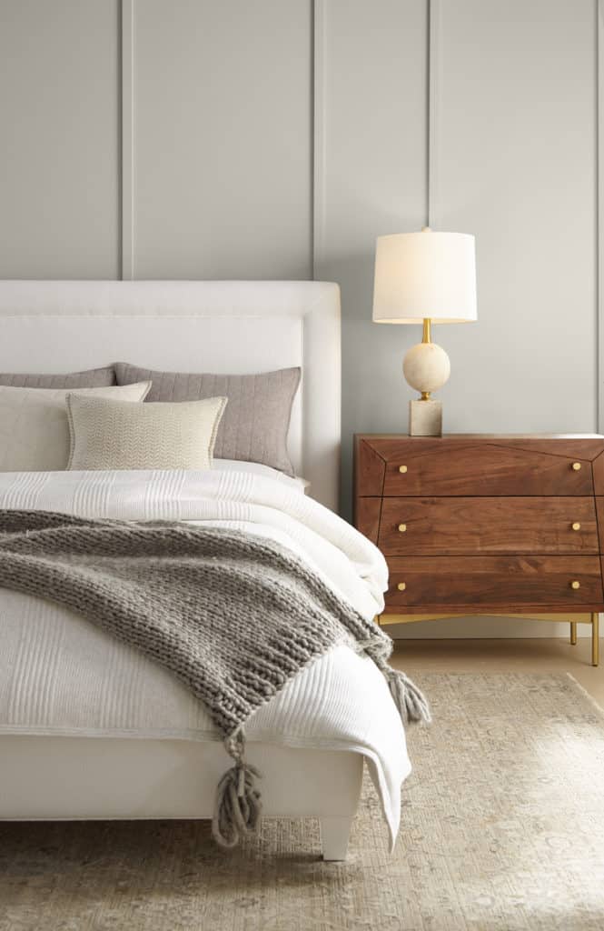 This medium gray paint color, called Gratifying Gray from Behr Paint, is very similar to the popular Sherwin-Williams Repose Gray