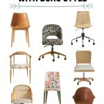 image collage of 8 boho desk chairs with text overlay "20 desk chairs with boho style"