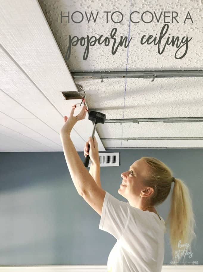 covering a popcorn ceiling with planks and tracks