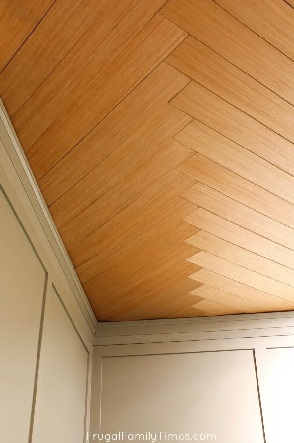 herringbone ceiling make with plywood planks