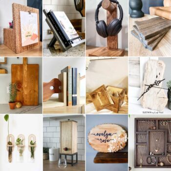 Image collage of twelve DIY wood gift ideas