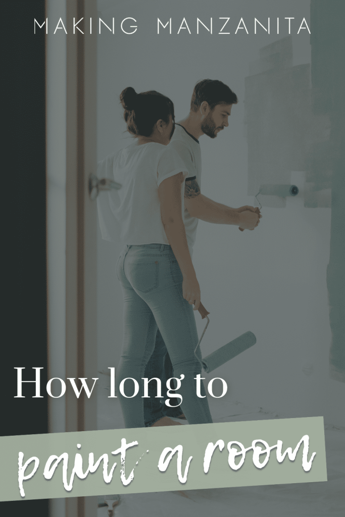 Man and woman painting a room with text overlay " How long to Pai