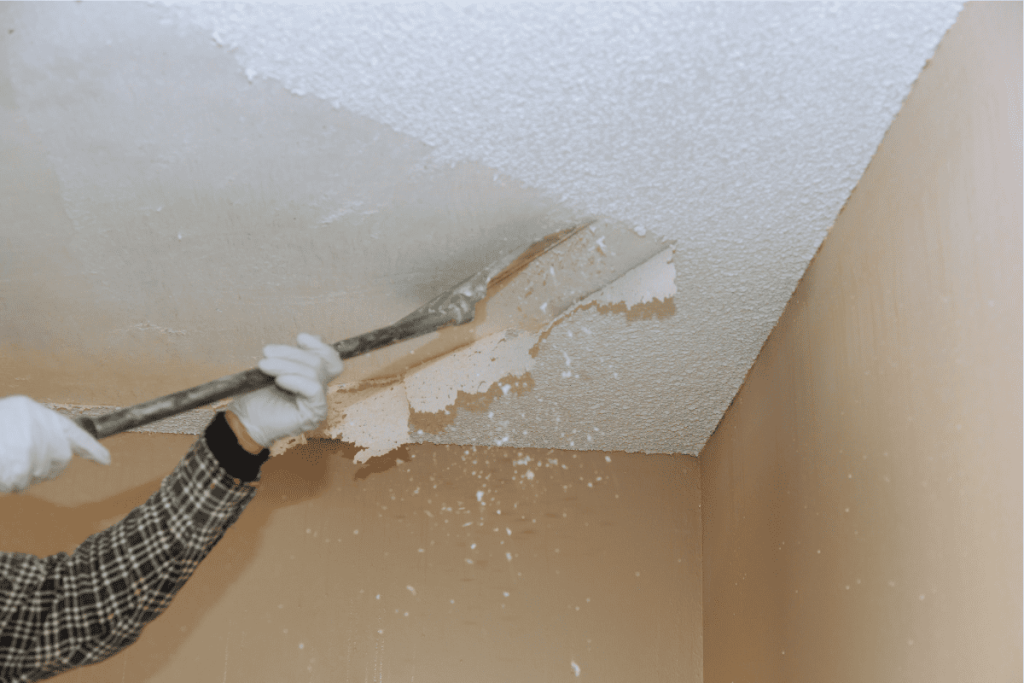 If you aren’t interested in covering the popcorn ceiling, removal is your next option. 