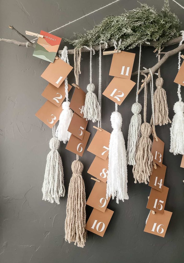 DIY Boho Advent Calendar with Yarn Tassel Wall Hanging