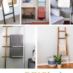 Image collage of five DIY blanket ladders with text overlay