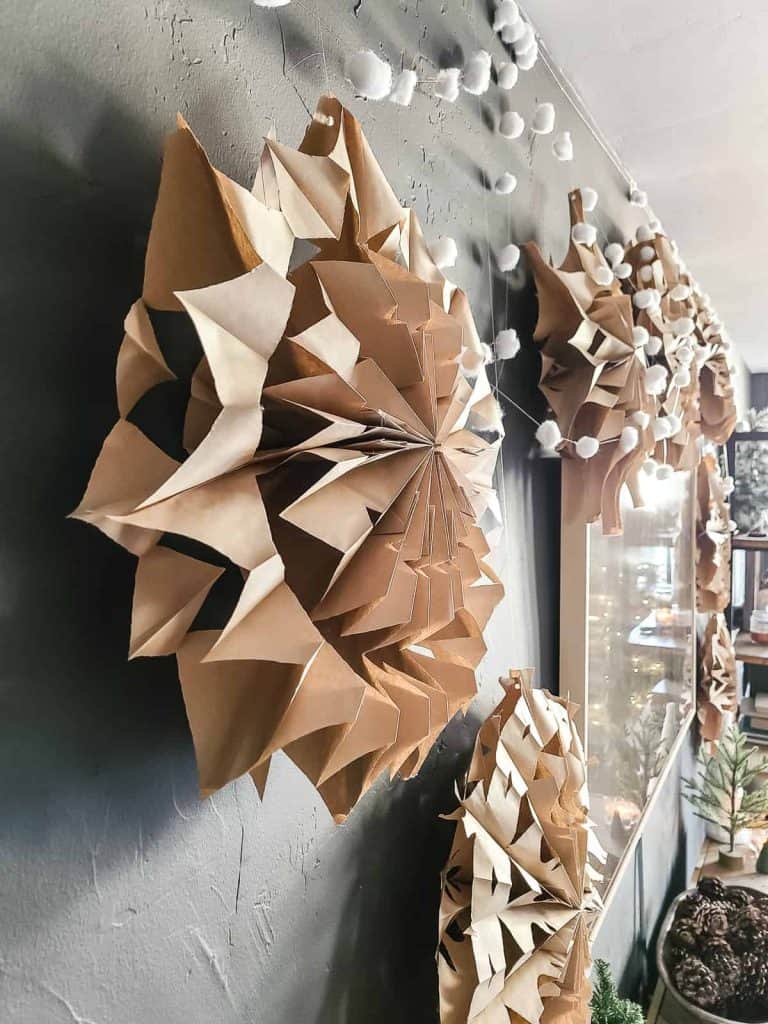 How To Make Cheap and Easy Paper Bag Snowflakes with Lunch Bags