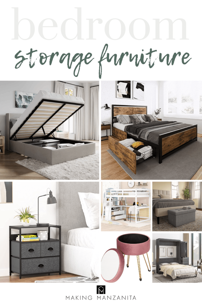 If you have a small bedroom, you definitely need to think about investing in furniture that has storage. You'll love these budget friendly furniture options for your bedroom - like storage beds, nightstand with drawers, loft bed, storage bench and more. 