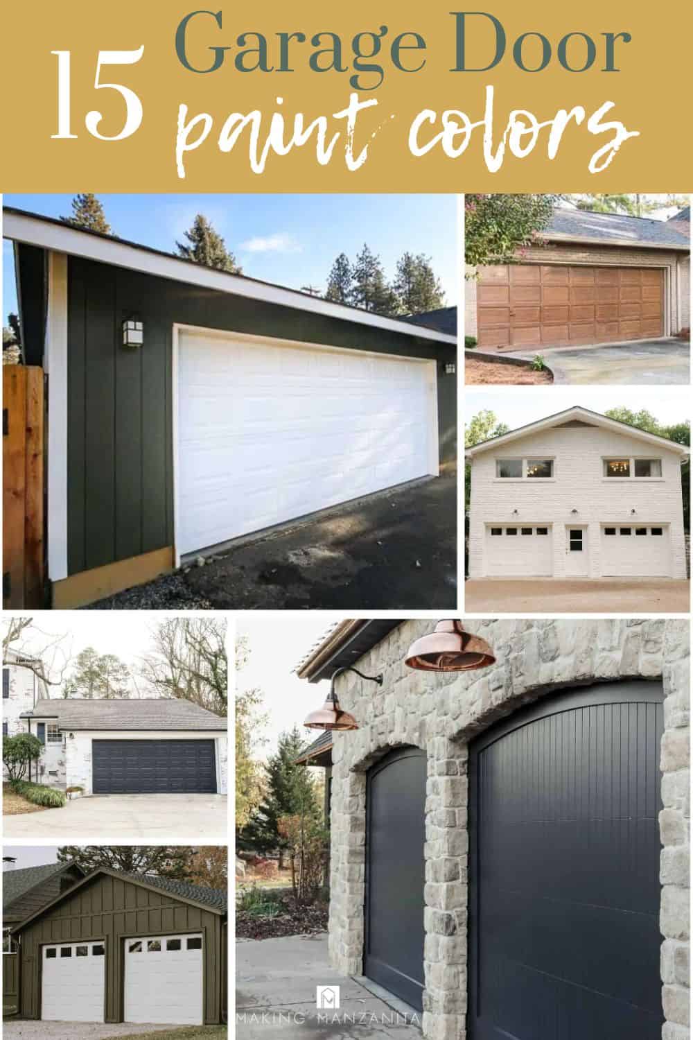image collage of six painted garage doors with text 