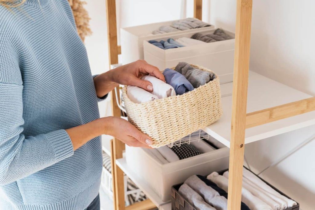 Keep clutter at bay with using bins and baskets 