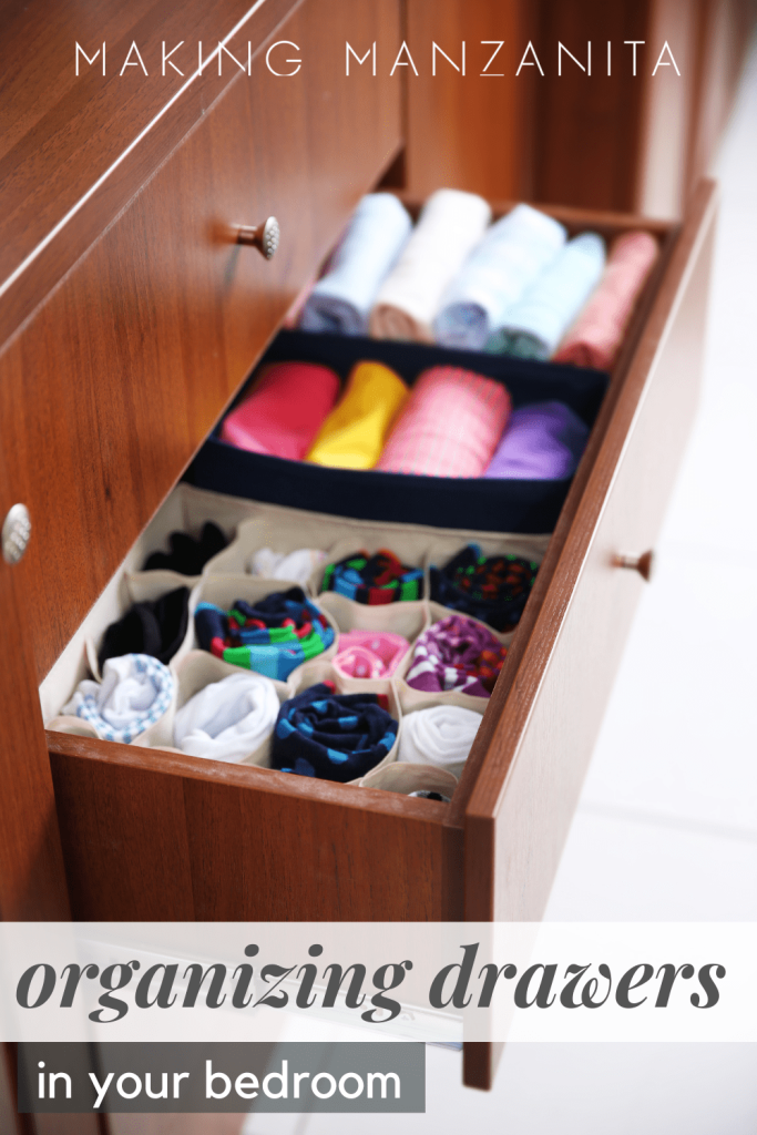 Get the drawers of your dresser or closet more organized by using drawer organizers and a good folding system. 