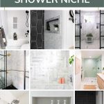 image collage of nine shower niche ideas with text 20 design ideas for your shower niche