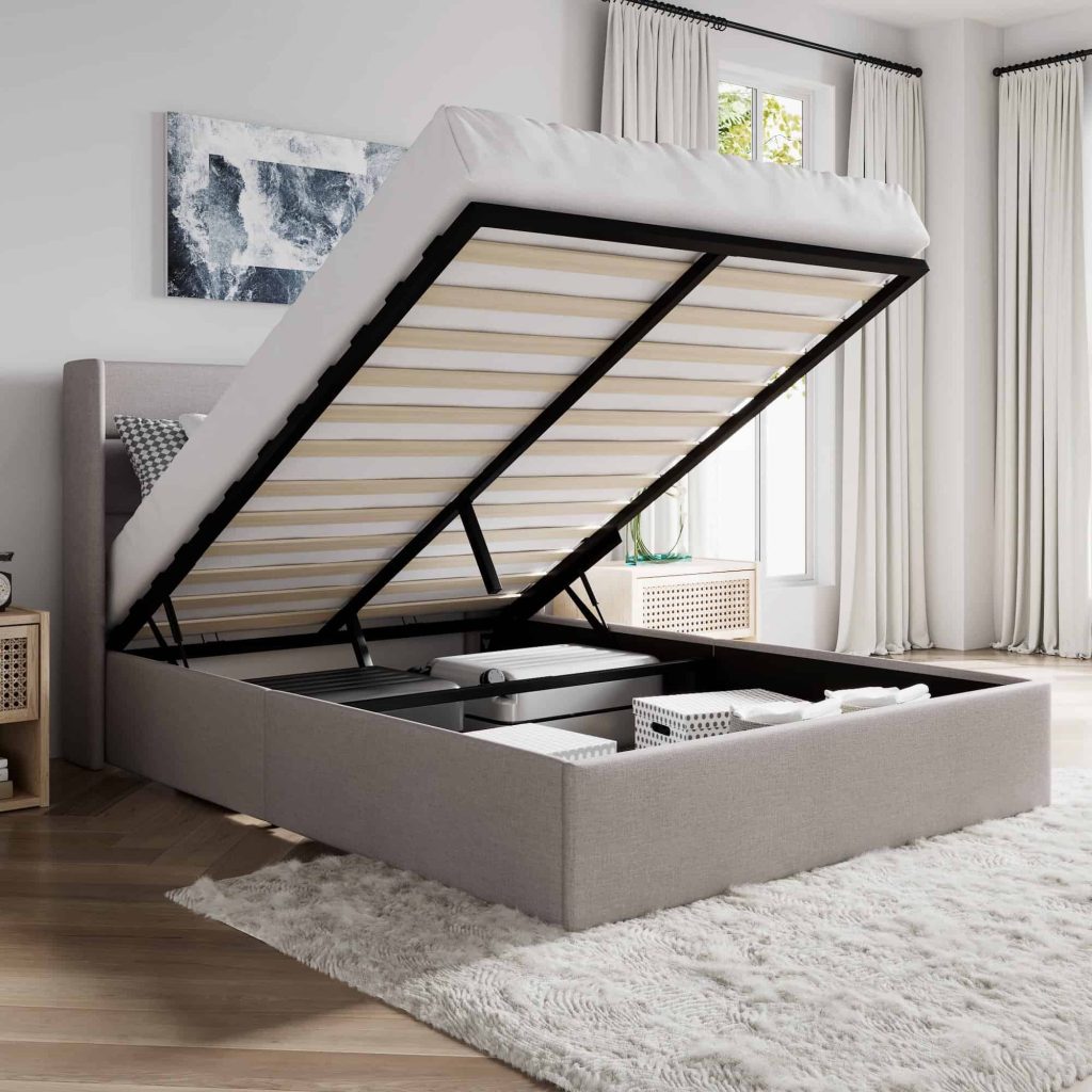 Using furniture that serves double duty, like a storage bed with a mattress that lifts up and creates a lot of extra storage space underneath
