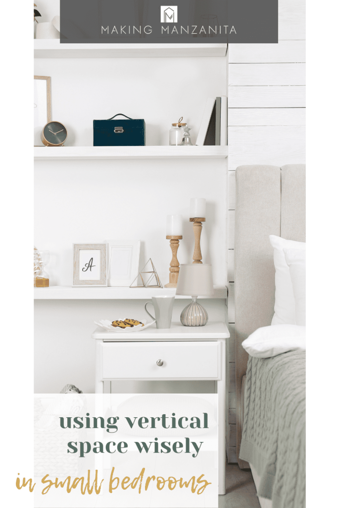 If you have a small bedroom, you should take full advantage of the vertical space in your room by using the walls for extra storage and organization.