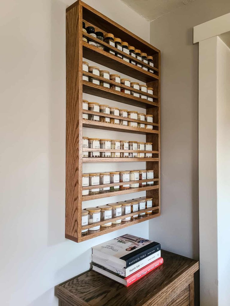 Free-standing Wood Spice Jar & Rack Set